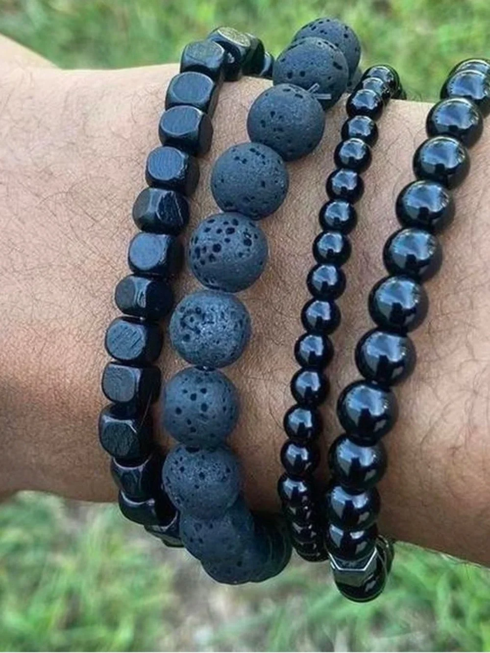 Set of four Black lava stone and plastic NWOT